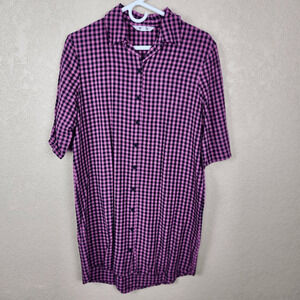 BB Dakota Pink and Black Plaid Shirt Dress Size Medium (3633)